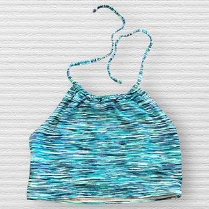 Old Navy Girls Blue Space Dye Halter Swim Top Size